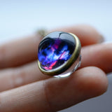 Nebula Galaxy Double Sided Pendant Necklace Glass Art Picture Handmade Statement Universe Planet Jewelry Necklace